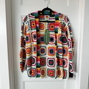 Farm Rio Rainbow Fun Crochet Kimono Sweater Cardigan - NWT!